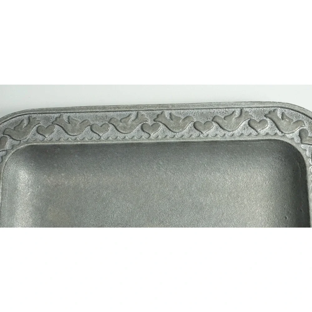 RWP Armetale Wilton Pewter Serving Trays Plates Embossed Birds & Hearts Lot of 3